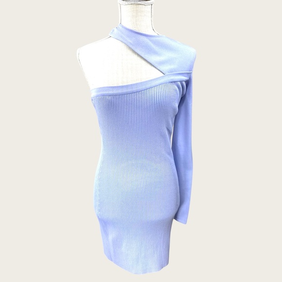 Gauge81 Purple‎ Asymmetrical Ribbed Bodycon Dress - Picture 3 of 15